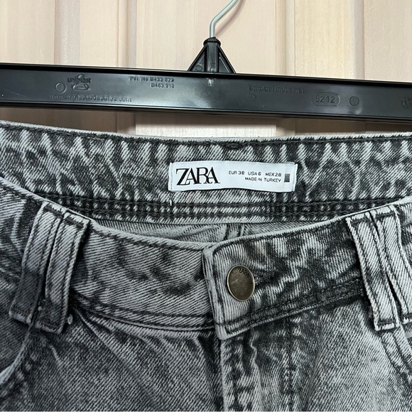 Zara Straight leg acid washed black gray raw frayed hem jeans 9589 - Picture 6 of 11